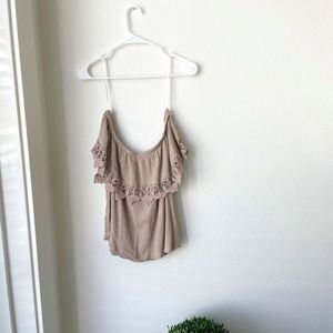 Tan Off the Shoulder Blouse